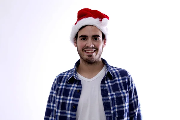 Joven con sombrero de Santa — Foto de Stock