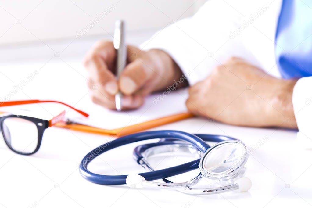 stethoscope with doctor's hands, healthcare