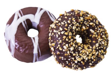 Çikolatalı donuts beyaz izole