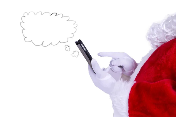 Santa claus com telefone móvel — Fotografia de Stock