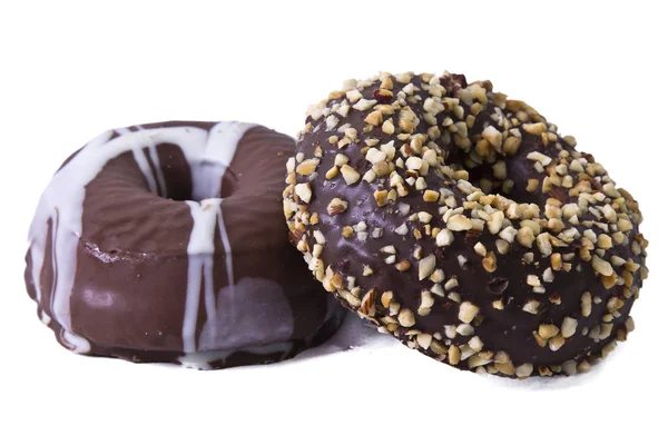 Çikolatalı donuts izole badem — Stok fotoğraf