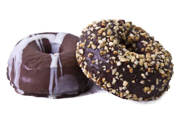 SchokoladenDonuts isolierte Mandeln — Stockfoto