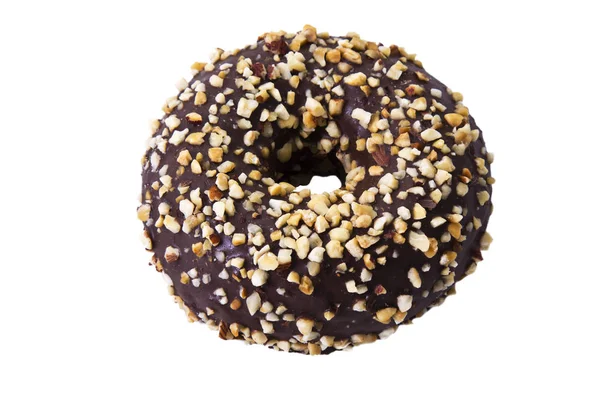 Chocolade donuts geïsoleerde amandelen — Stockfoto