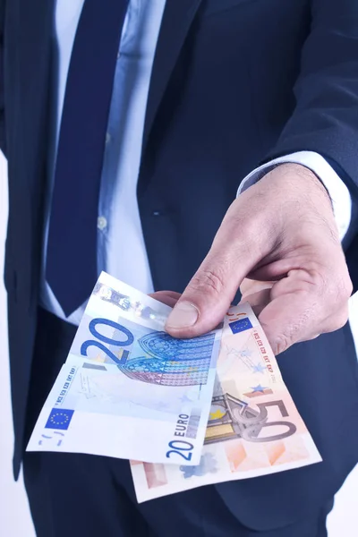 Hombre de negocios con euro aislado — Foto de Stock