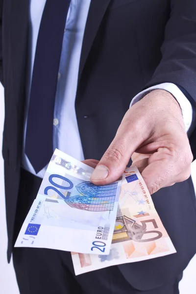 Geschäftsmann mit Euro isoliert — Stockfoto