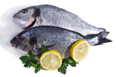 Maydanoz ve limon ile izole altın balık,