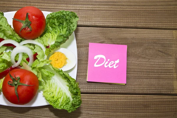 Salata, mezura ve karalama defteri — Stok fotoğraf