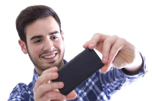 Young man making a self portrait — Stock Photo, Image