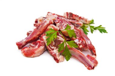 Kuzu pirzolası izole maydanoz ile