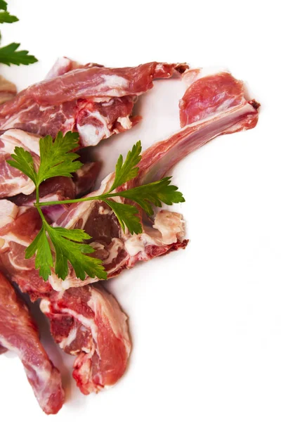 Costolette di agnello con prezzemolo isolato — Foto Stock