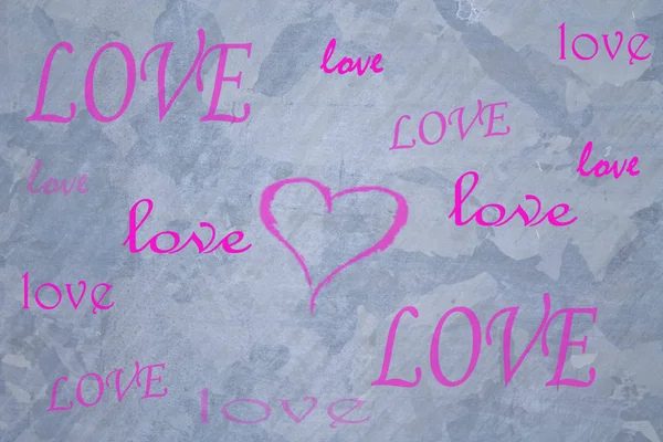 Woorden van liefde op muur grijs — Stockfoto