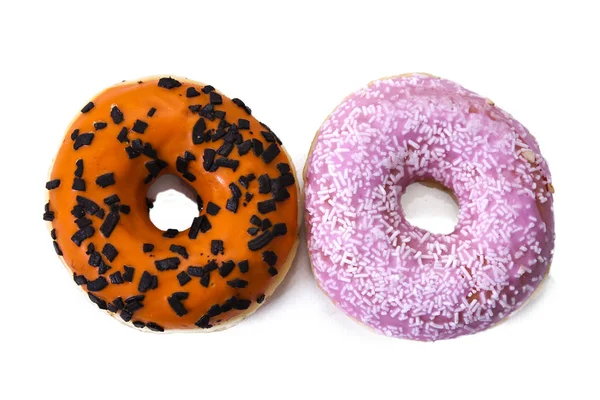 Beyaz izole donut çeşitleri