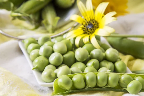 Prato de ervilha verde saboroso — Fotografia de Stock