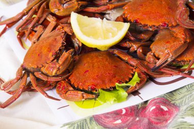 Deniz ürünleri, limon ile Yengeç yemek