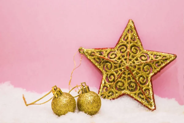 Tarjeta Navidad Con Bolas Navidad Estrella —  Fotos de Stock