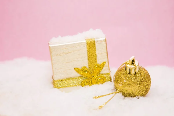 Decoraciones Navidad Caja Regalo Nieve — Foto de Stock