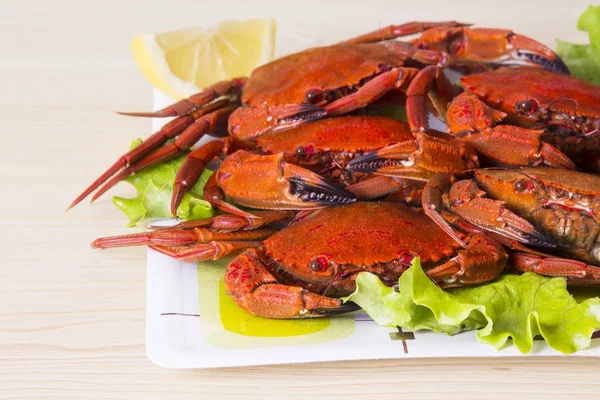 Crab Dish Lettuce Lemon — Stock Photo, Image