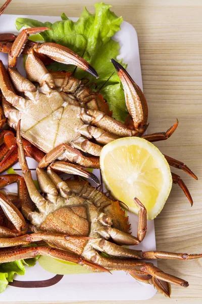 Seafood Dish Crabs Lemon — Stock Photo, Image
