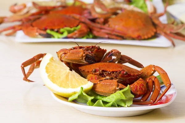Seafood Crabs Lettuce Lemon — Stock Photo, Image