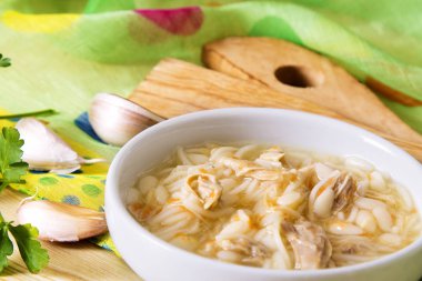 sarımsak erişte ve tavuk çorbası