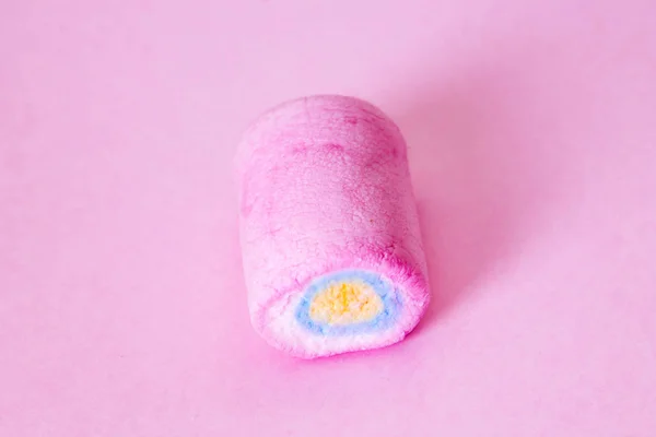 Marshmallow Isolado Com Fundo Rosa — Fotografia de Stock