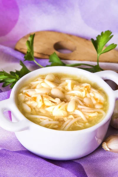 Garlic Soup Noodles Chicken — Stock Photo, Image