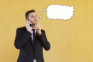 işadamı ile düşünme hareket eden telefon