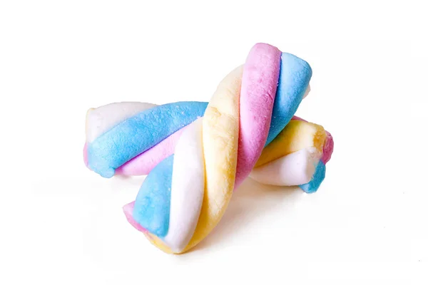 Doce Marshmallows Coloridos Isolados Branco — Fotografia de Stock