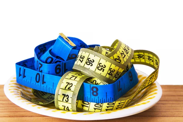 Diet Slimming Concept Plate Colored Tape — Stock Photo, Image