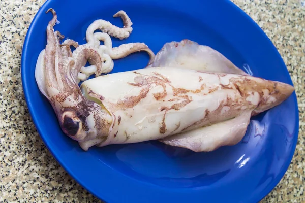 Plato Mariscos Con Calamar Gigante — Foto de Stock