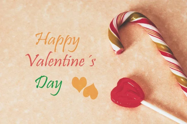 Tarjeta Felicitación San Valentín Con Caramelos Goma Chupachups —  Fotos de Stock