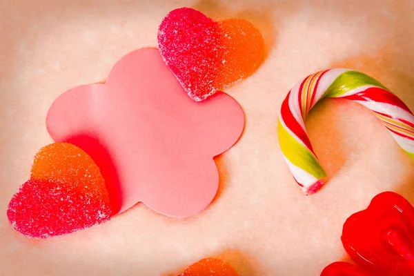 Valentines Greeting Heart Candies Lollipops — Stock Photo, Image