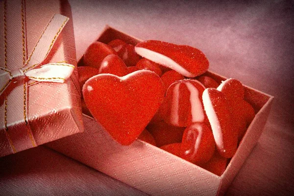 box full of heart candies
