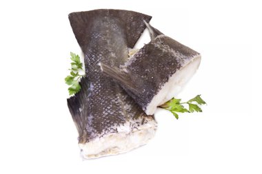 Balık, beyaz izole cod parçaları