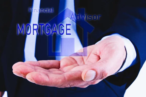 Businessman Holding House Hand Mortgage Business Concept — Stock Photo, Image