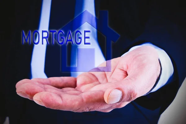 Businessman Holding House Hand Mortgage Business Concept — Stock Photo, Image