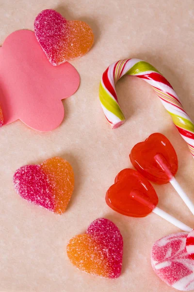 Heart Shaped Lollipops Candy Sticks Sweet — Stock Photo, Image
