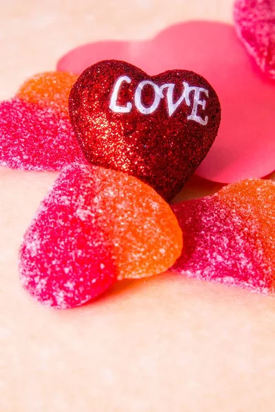 Heart Shaped Gummy Candies Sweets Give Away — Stock Photo, Image