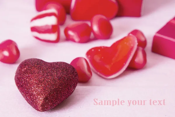 Dárková Krabice Bonbony Srdce Růžovém Pozadí — Stock fotografie