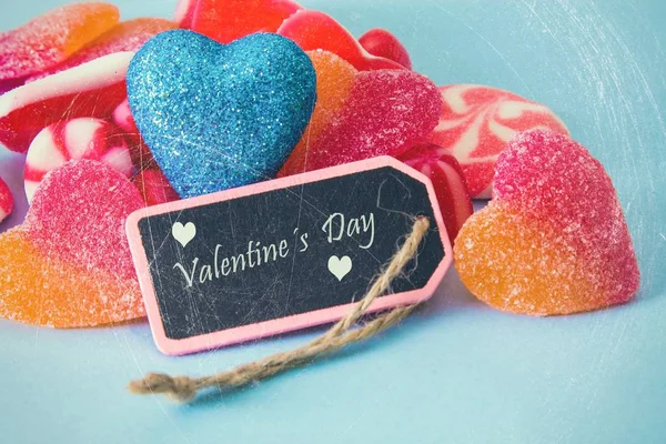 valentines day, candy with heart and label