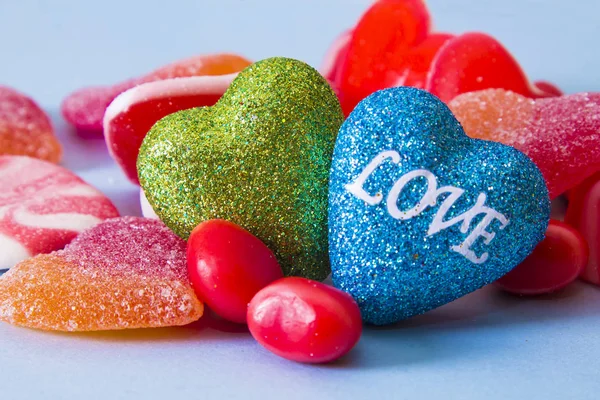 Valentinstag Süßigkeiten Mit Herz Und Etikett — Stockfoto