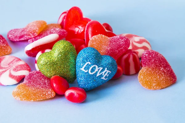 Bonbony Tvaru Srdce Blahopřání — Stock fotografie