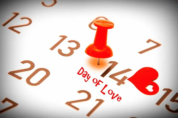 Února Kalendář Který Chcete Pamatovat Poselstvím Lásky Pojmu Den Svatého — Stock fotografie