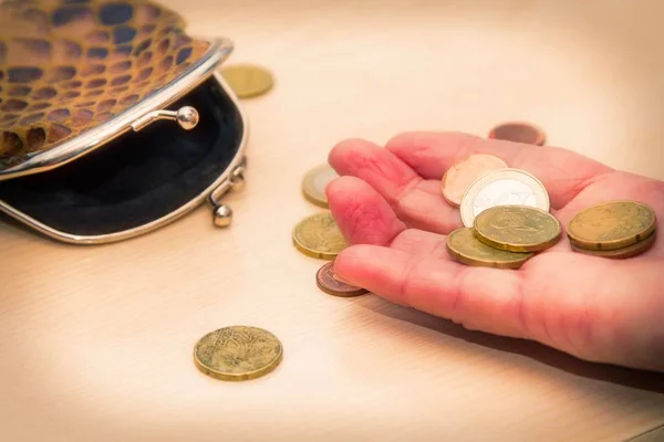Hand Coins Wallet Savings Pensions Concept — Stock Photo, Image