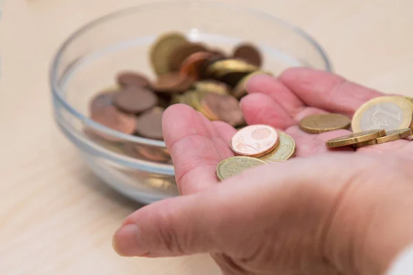 Hands Coins Jar Coins Retirement Concept — Stock Photo, Image