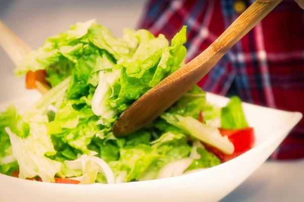 Preparing Vegetable Salad Concept Diet Food — Stock Photo, Image