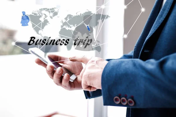 Businessman Choosing Business Trip Mobile Phone — 스톡 사진