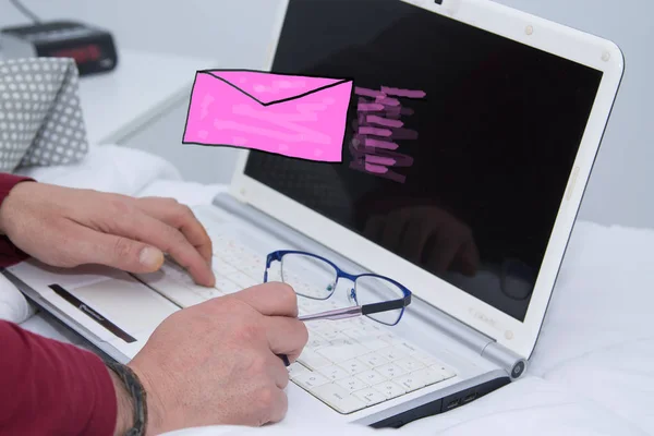 man sending email addresses from the computer