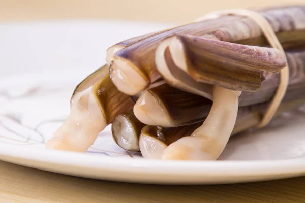 Vongole Saporite Frutti Mare Legno — Foto Stock