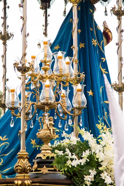 Estátua Virgem Desfile Procissão Semana Santa Espanha Europa — Fotografia de Stock